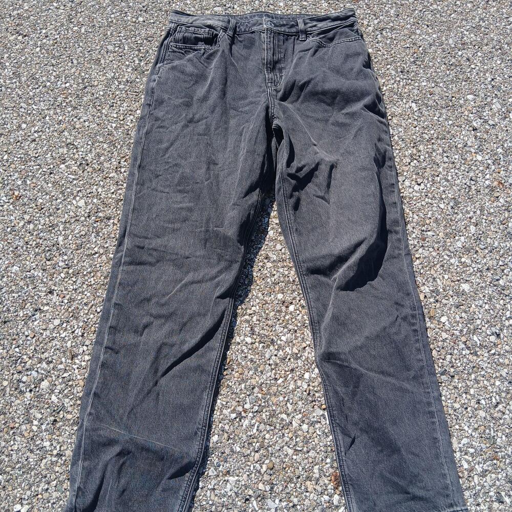 American Eagle Jeans Womens 10 Gray Charcoal Wash Straight Leg Stretch Denim